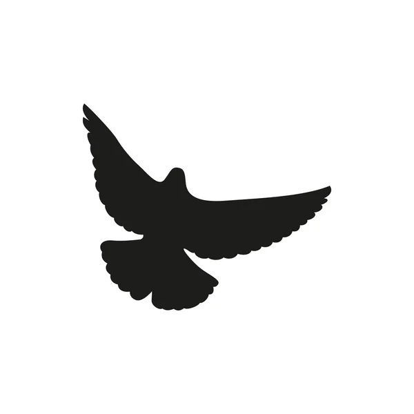 Silhouet van de één zwarte duif of duif — Stockvector