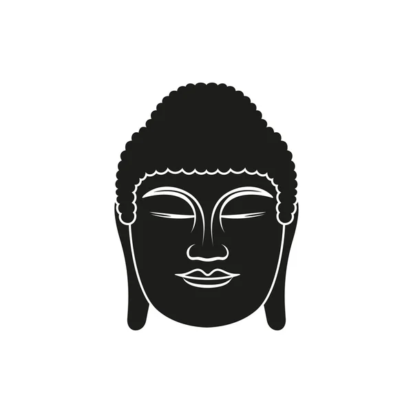 Icono de estilo de cara de Buda negro simple — Vector de stock