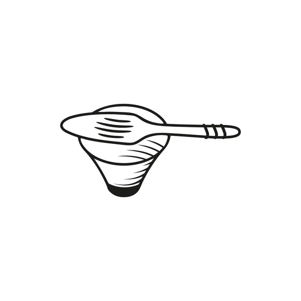 Vetro vuoto con cucchiaio illustrazione isolata — Vettoriale Stock