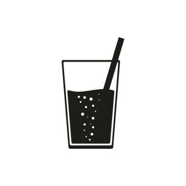 Soda veya saman basit siyah tarzı vektör ile içki 