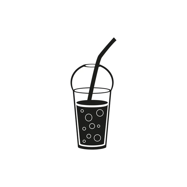 Plantilla de taza negra simple para refrescos o bebidas frías — Vector de stock