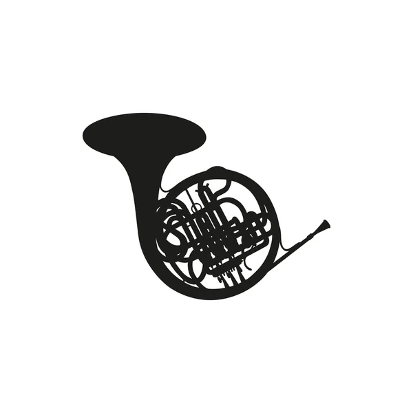 Vector illustration of French horn on white background — Stock Vector