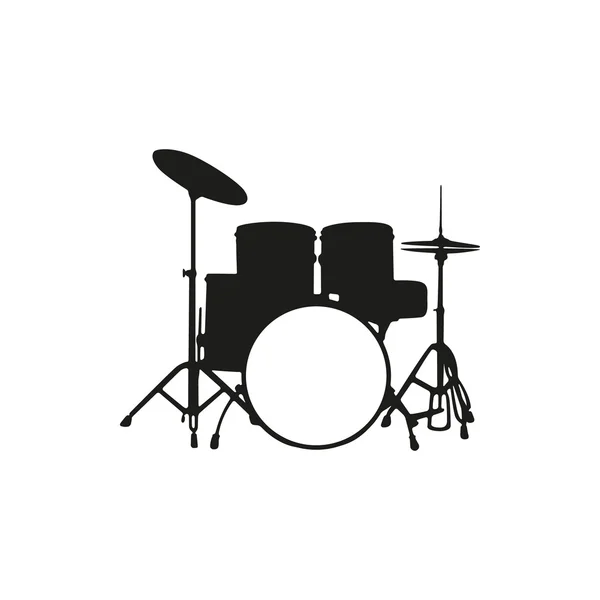 Vector illustratie van silhouet de drum set op witte achtergrond — Stockvector