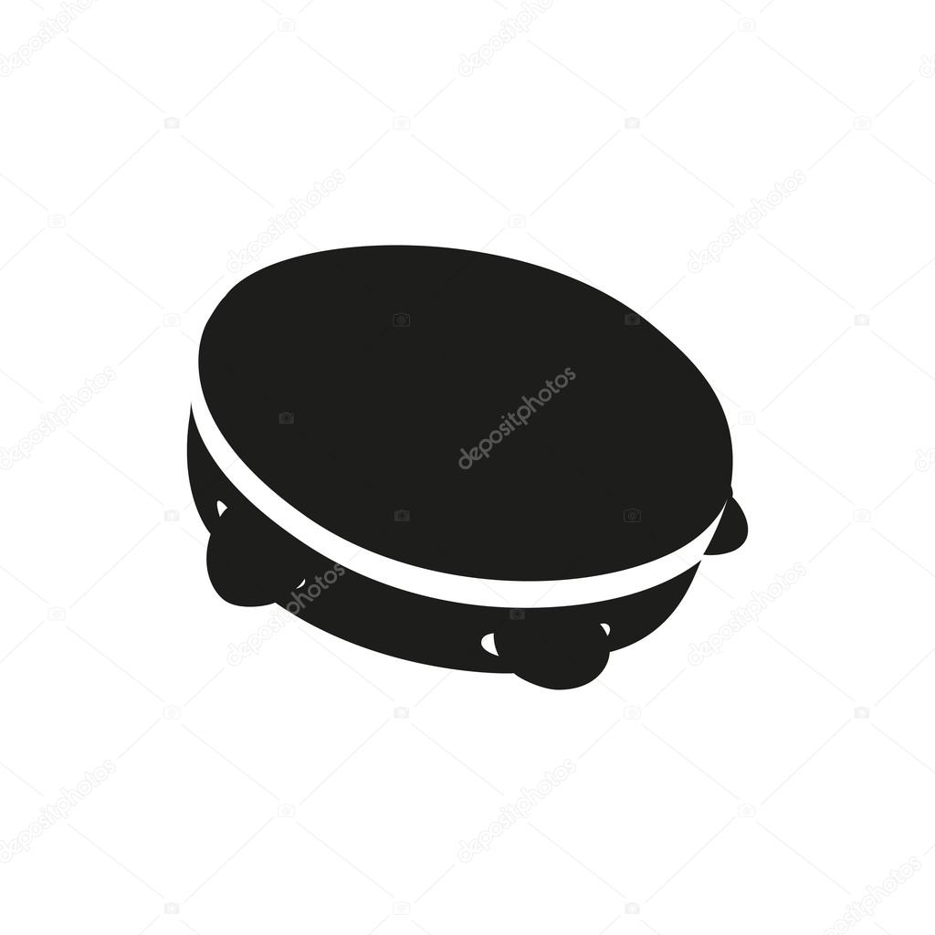 Black simple tambourine icon isolated on white background. Elements for company logos, print products, page and web decor. Vector illustration.