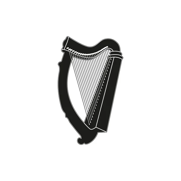 Vektorillustration der Harfe auf weißem Hintergrund — Stockvektor