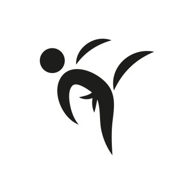 Ön karate, tekvando, beyaz arka plan üzerinde dövüş sanatları monokrom bir adamın siluet