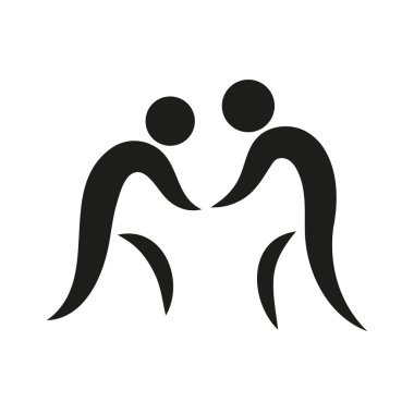 Wrestling icon on square monochrome on white background