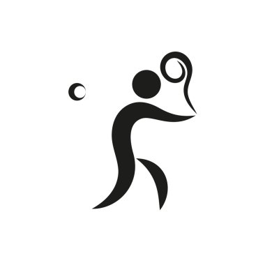 Tenis Simgesi Vektör tek renkli beyaz arka plan