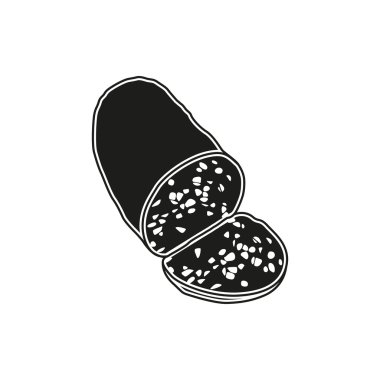 Beyaz arka planda sosis basit siyah simgesi