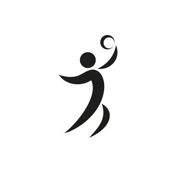 Beyaz arka planda kare tek renkli voleybol simgesi