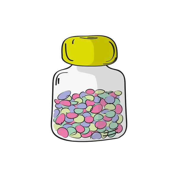 Plastic fles met pillen. Vector illustratie — Stockvector