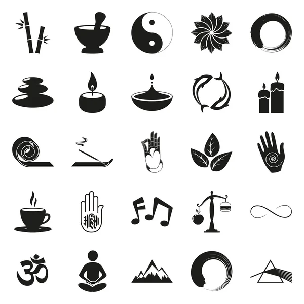 Yoga Icons Set Spa merkezi için. Vektör