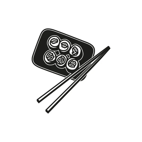 Sushi icono negro simple sobre fondo blanco — Archivo Imágenes Vectoriales