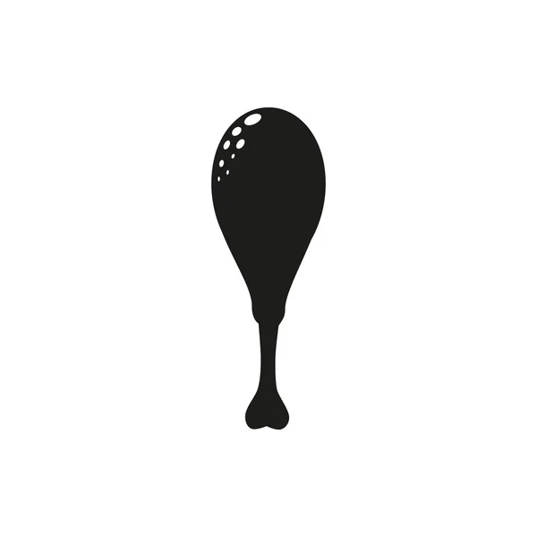 Hühnerbein einfaches schwarzes Symbol auf weißem Hintergrund — Stockvektor