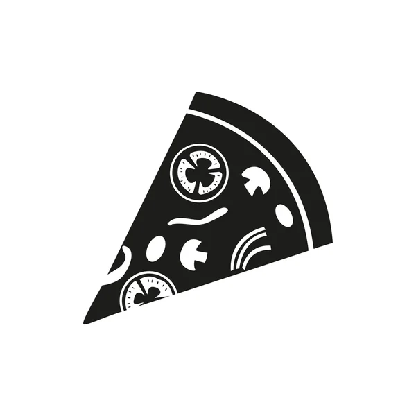 Pizza icono negro simple sobre fondo blanco — Vector de stock