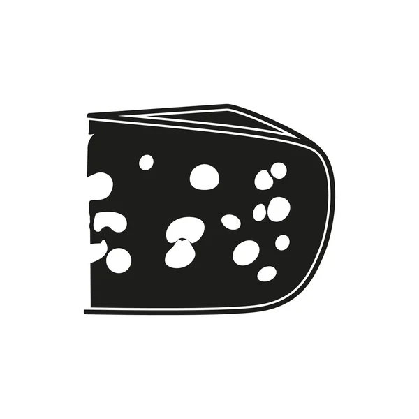 Queso icono negro simple sobre fondo blanco — Vector de stock