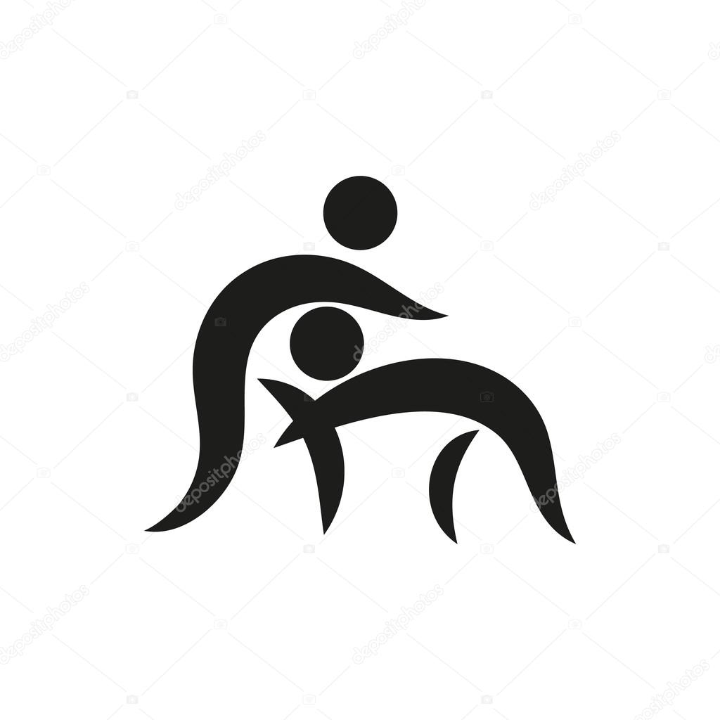 Wrestling icon on square. Icon Created For Mobile, Web, Decor, Print Products, Applications. Black icon set isolated on white background. Vector illustration.