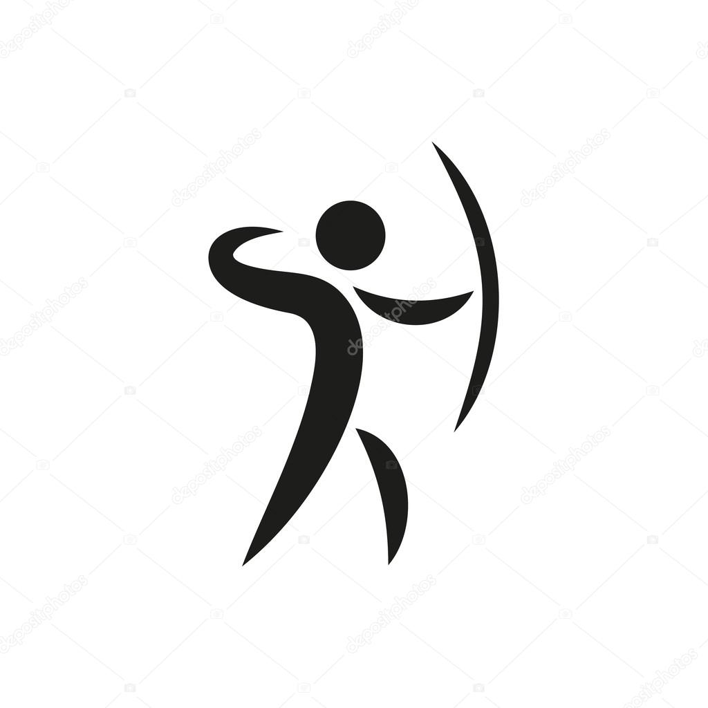 Sports icon of archery Created For Mobile, Web, Decor, Print Products, Applications. Black icon set isolated on white background. Vector illustration.