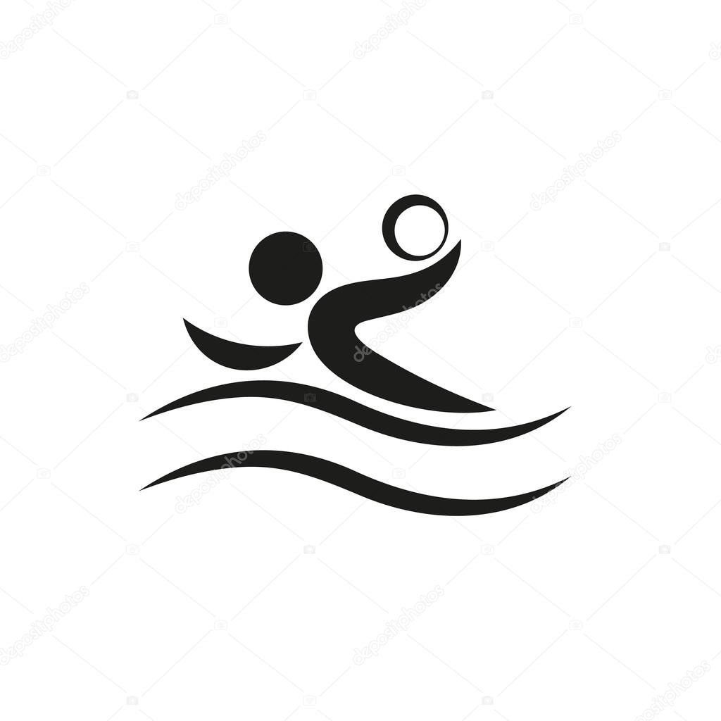 Swimmer playing water polo symbol for download. Vector icons for video, mobile apps, Web sites and print projects.