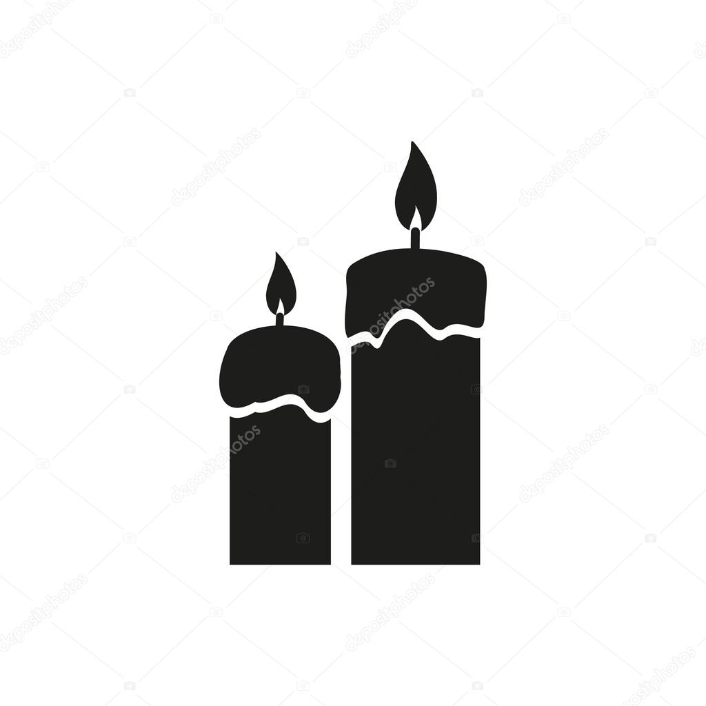 Two candles simple black icon isolated on white background. Elements for company logos, print products, page and web decor. Vector illustration.