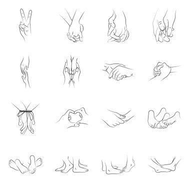 Female and male hands and feet clipart