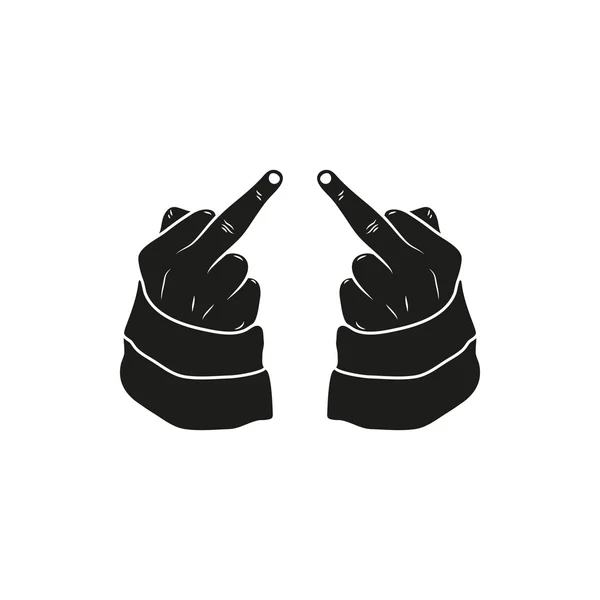 Mão mostrando o dedo médio para cima. Vai-te foder ou vai-te foder. simples ícone mínimo preto no fundo branco — Vetor de Stock
