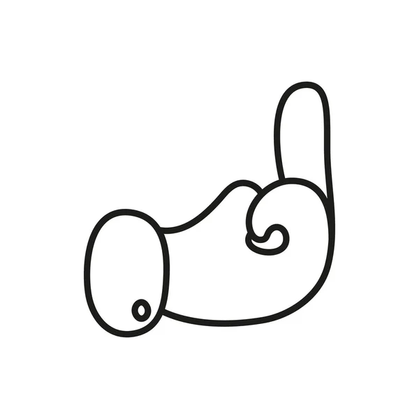 Hand zeigt Mittelfinger nach oben. fuck you or fuck off. einfaches schwarzes Minimalsymbol auf weißem Hintergrund — Stockvektor