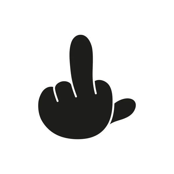 手は、中指を示す。性交またはオフに性交します。白背景でシンプルな黒最小限アイコン — ストックベクタ