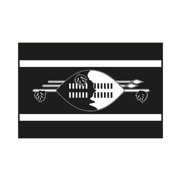 Флаг Свазиленда монохромный на белом фоне — стоковый вектор