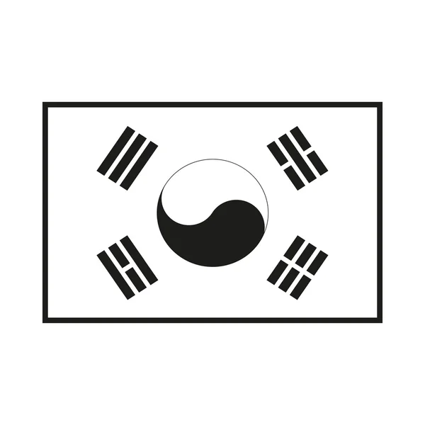 Standard-Proportionen für südkoreanische Flagge monochrom auf weißem Hintergrund — Stockvektor