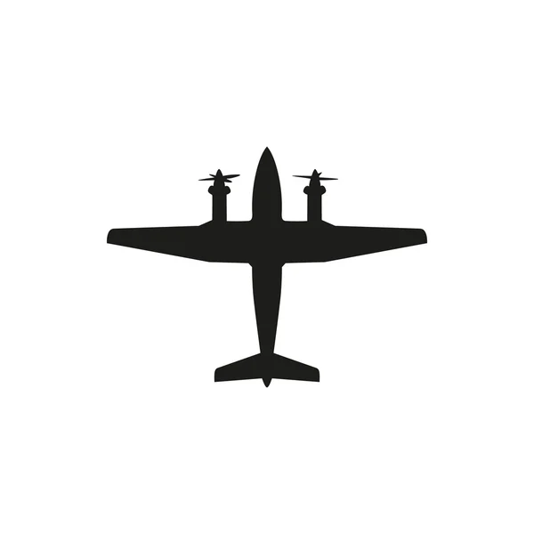 Απλό μαύρο έλικα αεροπλάνο εικονίδιο σε λευκό φόντο — Διανυσματικό Αρχείο