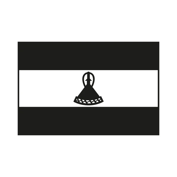 Lesotho vlag monochroom op witte achtergrond — Stockvector