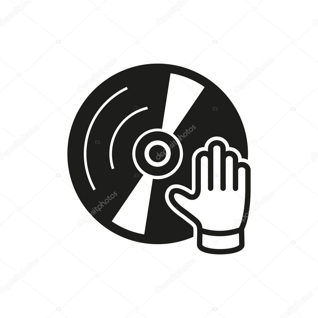 Simple black dj icon isolated on white background. Elements for company logos, print products, page and web decor. Vector illustration.