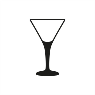 Boş şeffaf martini cam fincan simgesinde basit tek renkli stil ikonu beyaz arka plan üzerinde