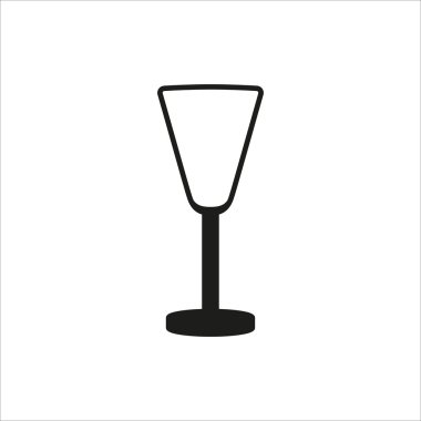 Beyaz arka plan üzerinde boş şarap kadehi simge tek renkli stil
