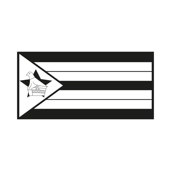 Drapeau Zimbabwe isolé vecteur monochrome sur fond blanc — Image vectorielle