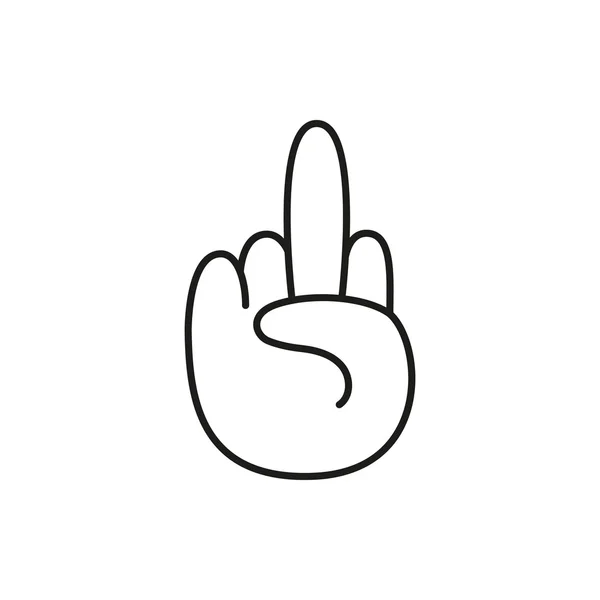 Hand showing middle finger up. fuck you or fuck off. simple black minimal icon on white background — Stock Vector