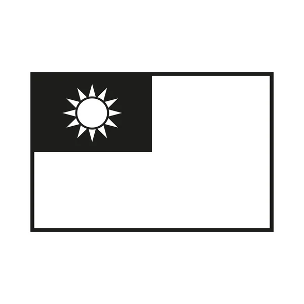 Drapeau de Taiwan monochrome sur fond blanc — Image vectorielle