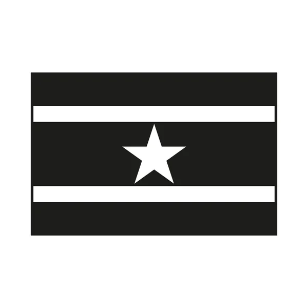 Vysoce detailní vektor vlajka Surinam černobílý tisk na bílém pozadí — Stockový vektor
