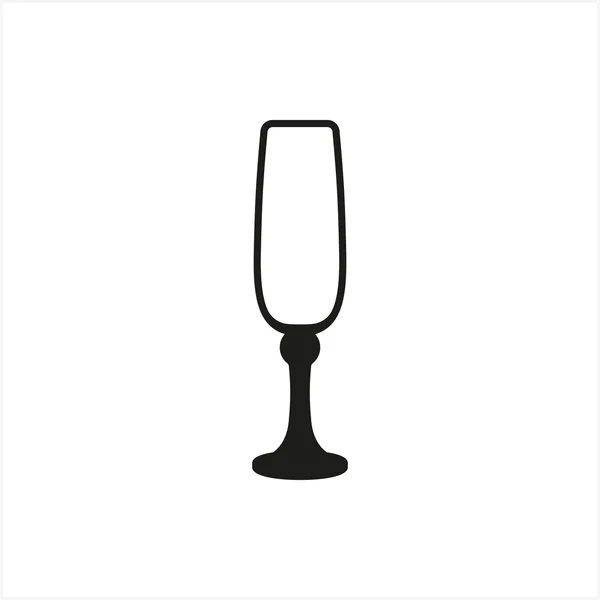Ícone de vidro de champanhe vazio estilo monocromático no fundo branco —  Vetores de Stock