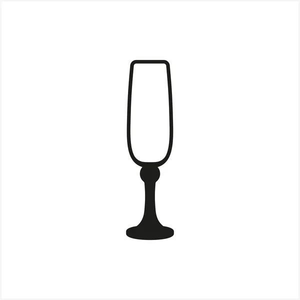 Icono de cristal de champán vacío estilo monocromo sobre fondo blanco — Vector de stock