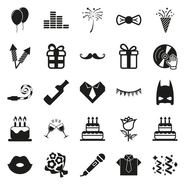 Basit siyah parti ve kutlama Icon set