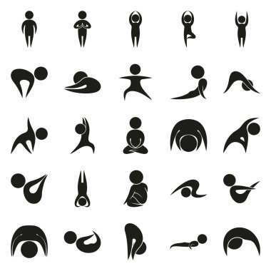 Yoga meditasyon germe insanlar Icon set