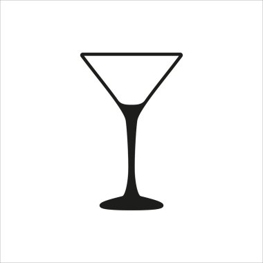 Boş şeffaf martini cam fincan simgesinde basit tek renkli stil ikonu beyaz arka plan üzerinde