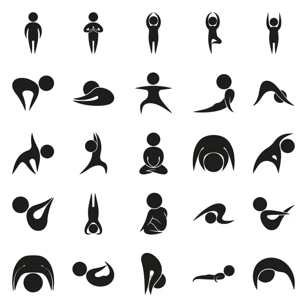 Yoga meditasyon germe insanlar Icon set