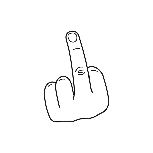 Hand showing middle finger up. fuck you or fuck off. simple black minimal icon on white background — Stock Vector