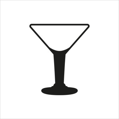 Boş şeffaf martini cam fincan simgesinde basit tek renkli stil ikonu beyaz arka plan üzerinde