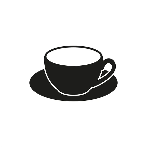 Tasse und Untertasse - Vektorsymbol in einfachem monochromen Stil auf weißem Hintergrund — Stockvektor