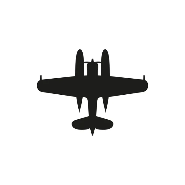 Prosty czarny ikona samolot unosić się na białym tle — Wektor stockowy