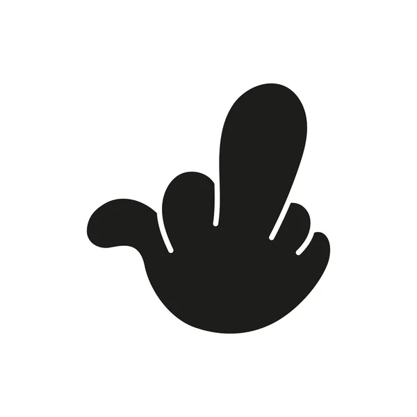 Kéz találat középső ujját fel. baszd meg, vagy Húzz a picsába. egyszerű fekete minimális ikon fehér háttér — Stock Vector